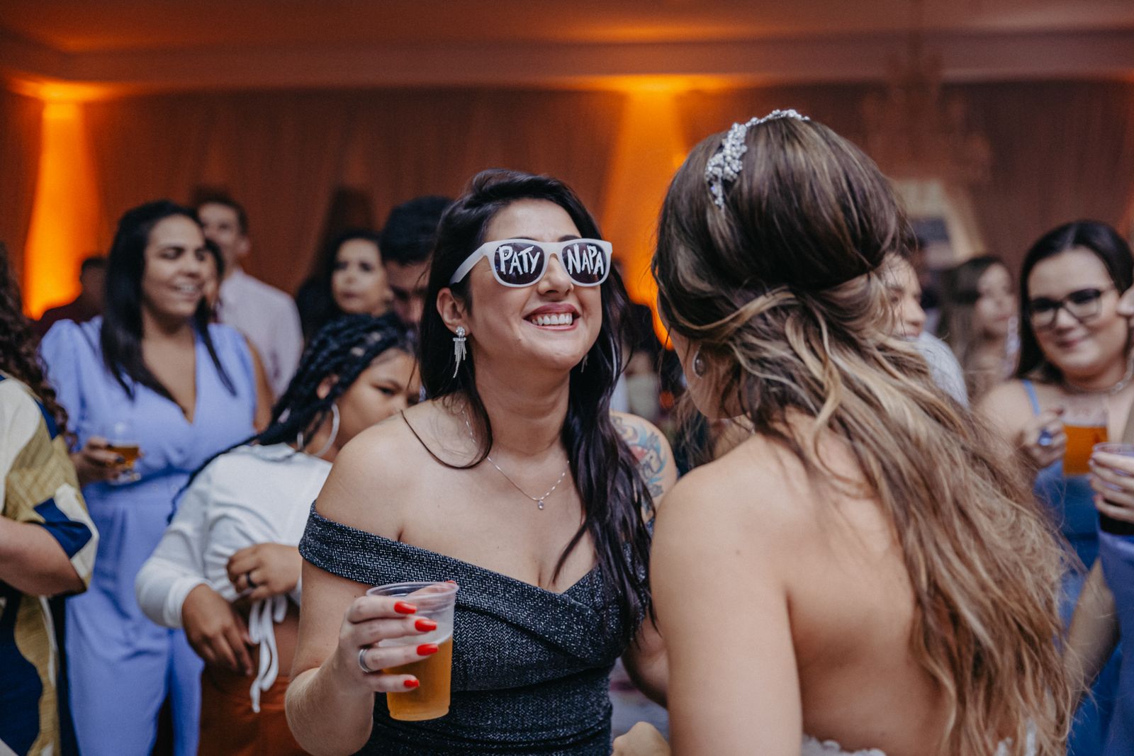 Bride dancing with guests